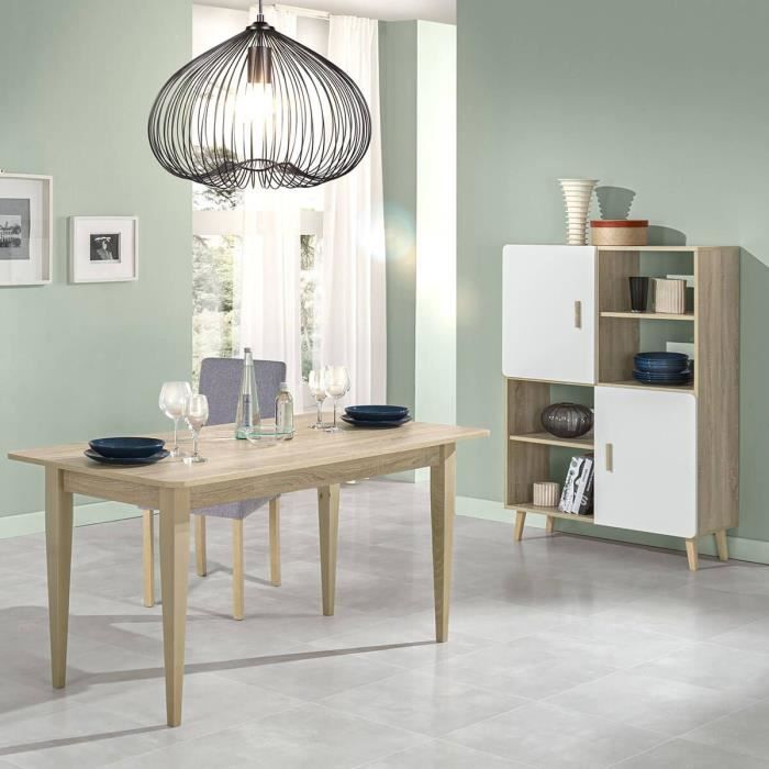 Aneby - Ensemble Table Repas et Meuble 2 Portes Effet Bois