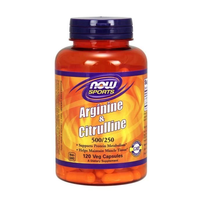 Now+Arginine et citrulline 120 capsules végétales