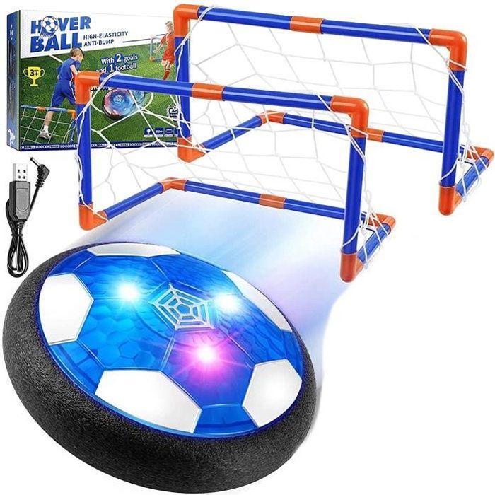 Set de Air Power Football avec Cages, Jouet Enfant Ballon de Foot Rechargeable Avec LED Lumières Hover Soccer Ball Jeux de Foot