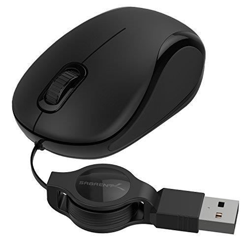 Sabrent Mini USB Optical Mouse Souris de Voyage avec câble rétractable (Ms-opmn)