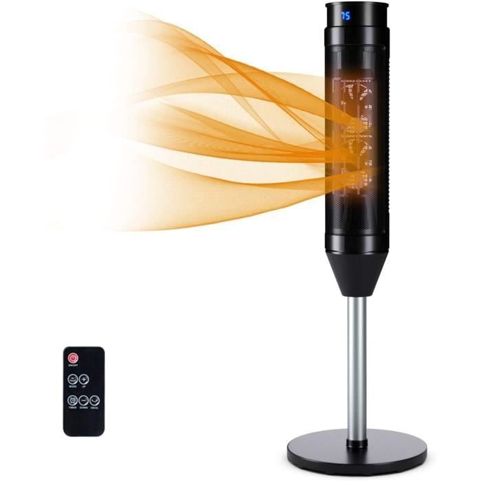 GOPLUS Radiateur Soufflant Céramique Colonne de 1200W/2000W avec Télécommande, Oscillation 40°, Thermostat Réglable 10-49°C, Minuteu