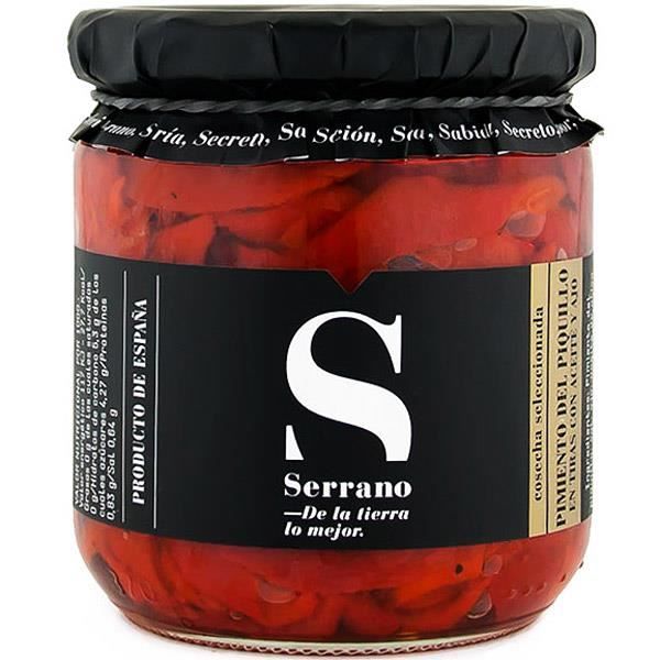 Poivrons du Piquillo (Lamelles à l'Huile et à l'Ail) (350 g) - Serrano
