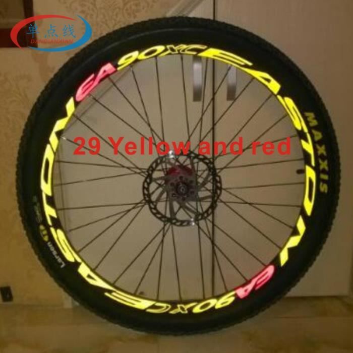 2 roues-ensemble VTT 26 27.5 29 pouces autocollants de roue jante de vélo autocollants - Modèle: 29 Yellow and red - UOZXCTZA01706
