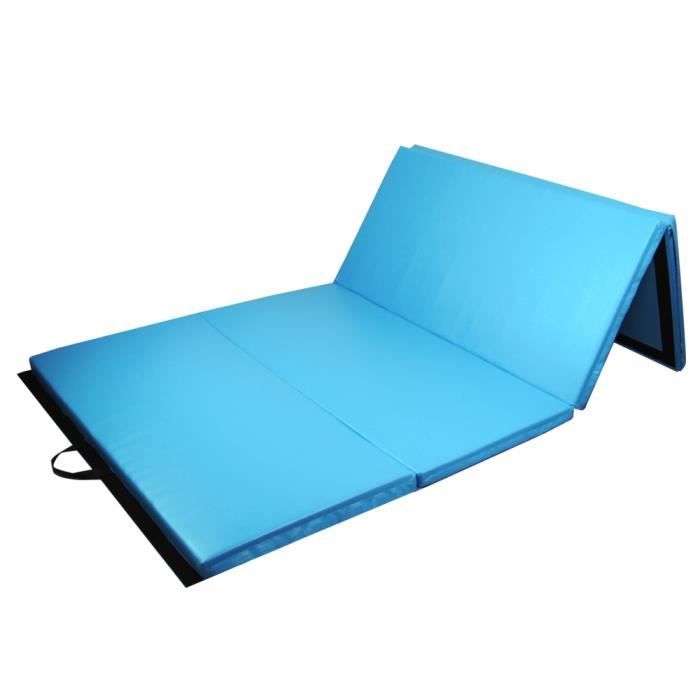 PRISP - Tapis de Sol 300cm pour Gymnastique et Fitness, Matelas de Gym Épais et Pliable pour la Maison - Bleu