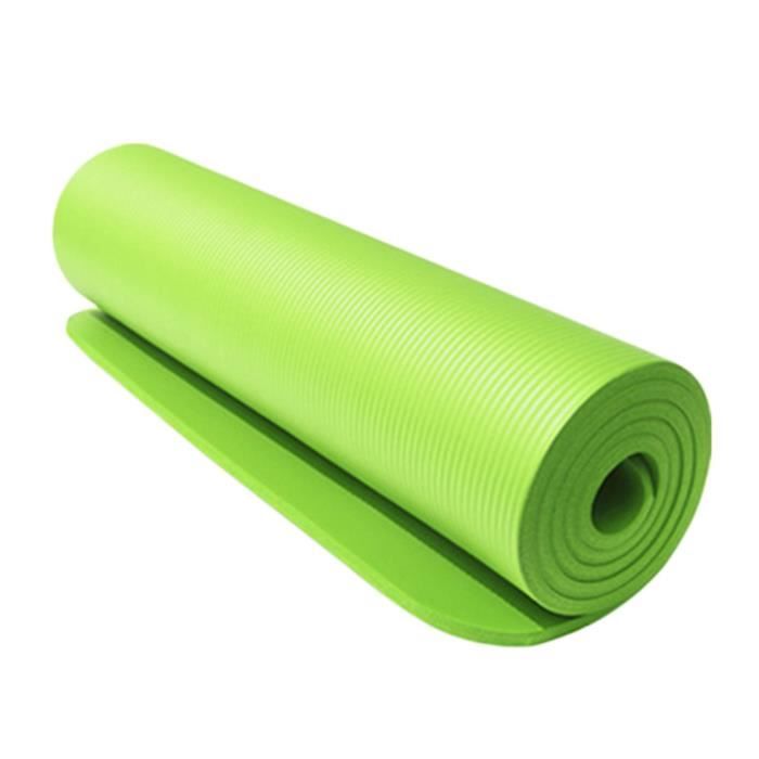 Tapis de Yoga Antidérapant Epais Durable Pour Pilates, Fitness et Entraînement avec Sangle de Transport Vert 183X61X1cm
