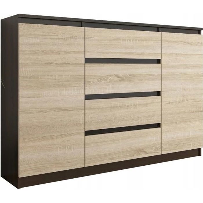 PORTO - Commode contemporaine chambre salon bureau séjour - 140x40x98 - 4 tiroirs - Meuble de rangementent - Buffet moderne -