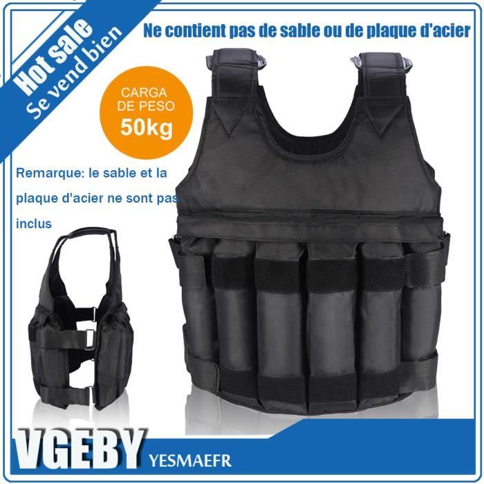 50 kg de chargement Poids ajustable Weighted Vest Blouson Gilet d'exercice boxe entrainement Invisible