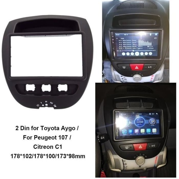 Pièces Auto,2 Din carénage stéréo de voiture adapté pour Toyota Aygo-pour Peugeot 107 - Citreon C1 fascia Dash Kit panneau Radio