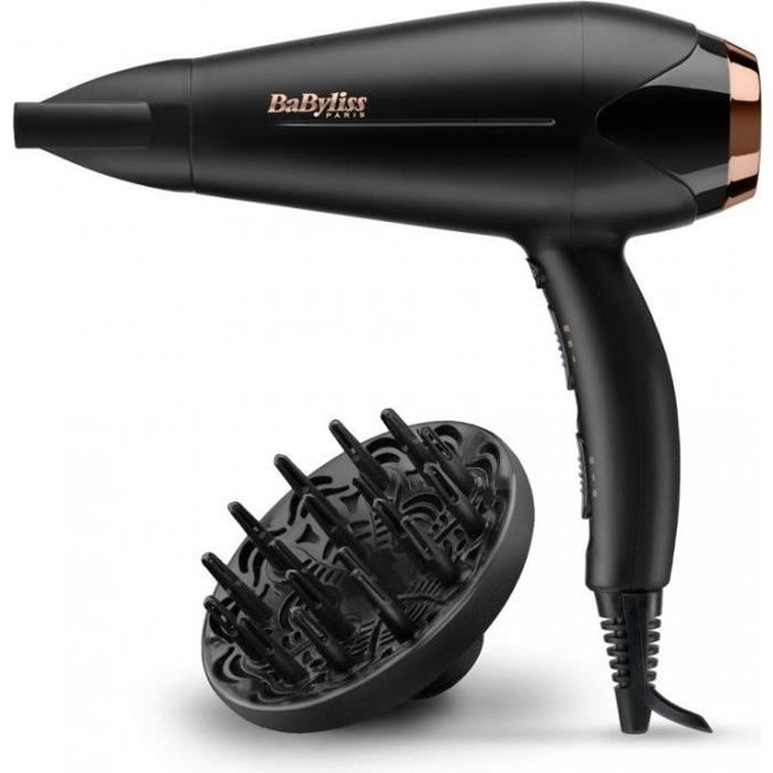 BaByliss D570DE - Sèche-cheveux Turbo shine 2200W - Fonction ionique - 3 températures / 2 vitesses - Tourmaline-Céramique