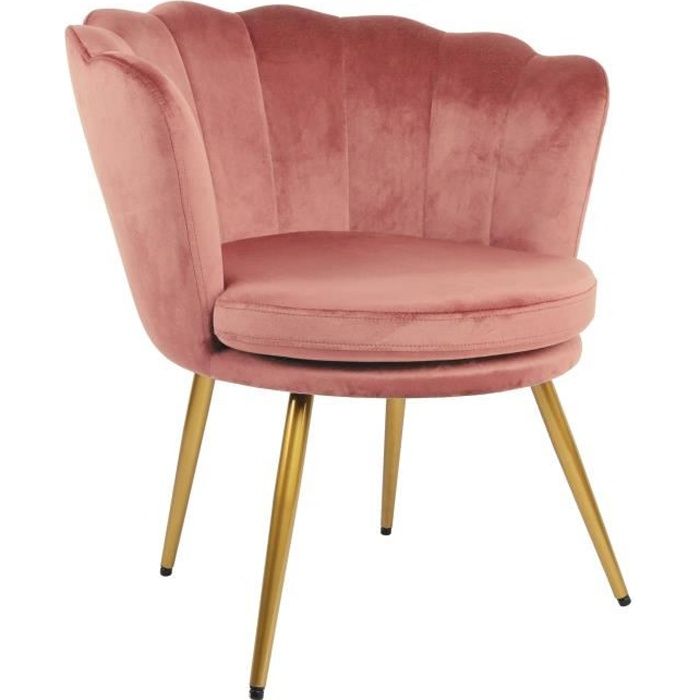 Genesis Flora Chaise d'Appoint Fauteuil en Tissu avec Dossier Pétale - Rose Poussiéreux