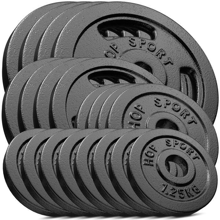 HS Hop-sport Disques en Fonte 80kg (4x10kg, 4x5kg, 4x2.5kg, 8x1.25kg) SET ACD