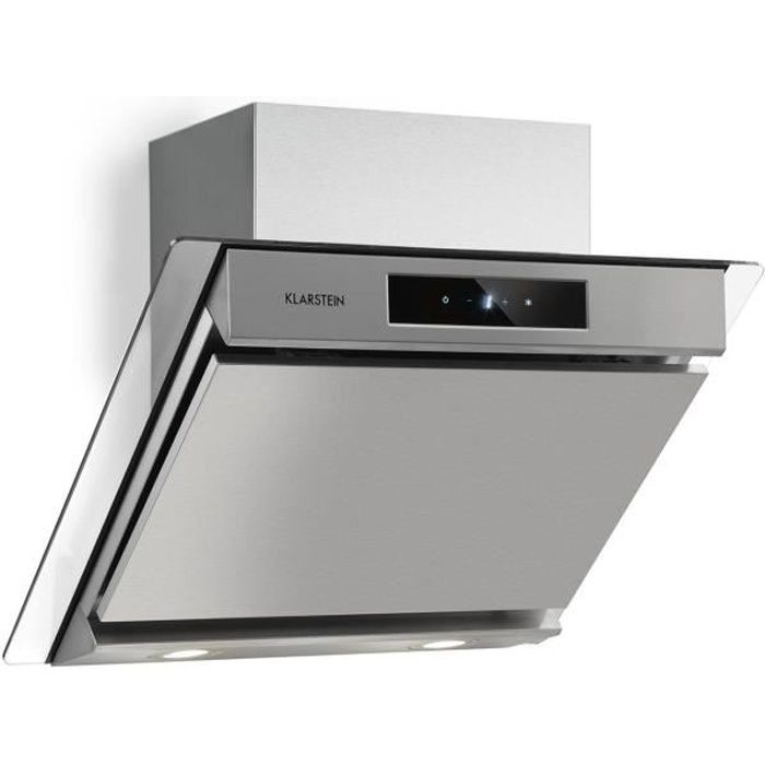 Klarstein Balzac Silent 60 Hotte aspirante inclinée 60cm , débit 604 m³-h , 47 dB, classe A - Argent