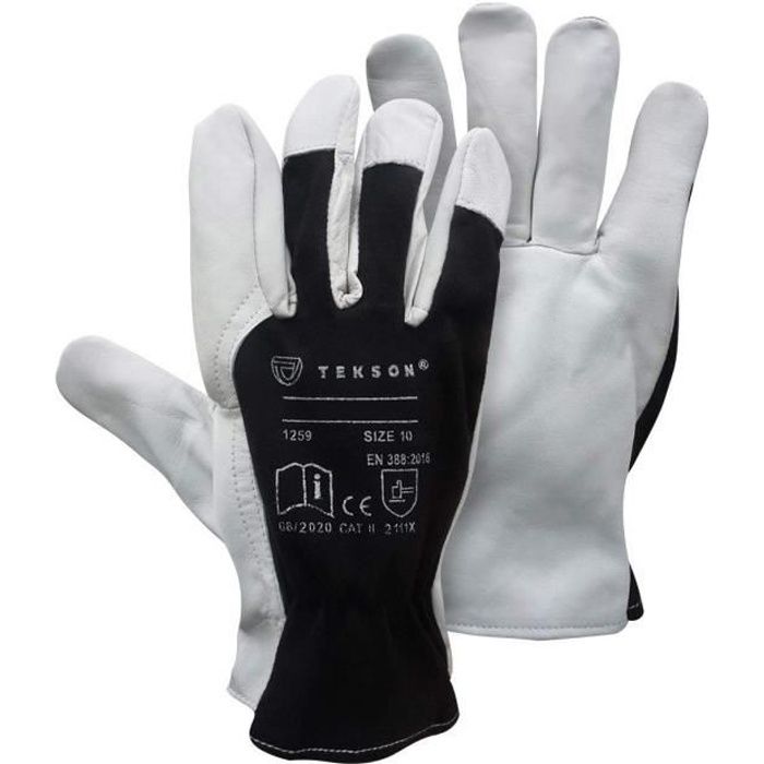 Lot de 1 LUGO Gants de travail et de protection en cuir jersey T.10