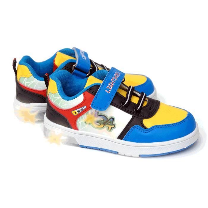 Basket Lumineuses clignotantes Blanc jaune bleu