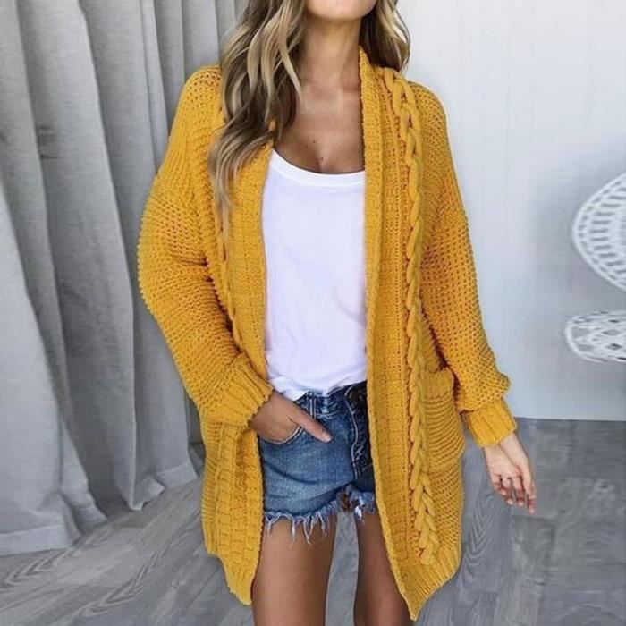 Manteau de cardigan à manches longues décontracté pour femmes avec poches