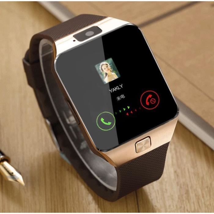 DZ09 Smart Watch pour Smart Watch Relogio Watch Android Phone Call SIM TF Camera [Or]