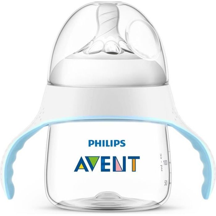 Philips Avent SCF262-06 Biberon evolutif Natural 150 ml avec capuchon de protection + tétine douce débit moyen 4 Mois+
