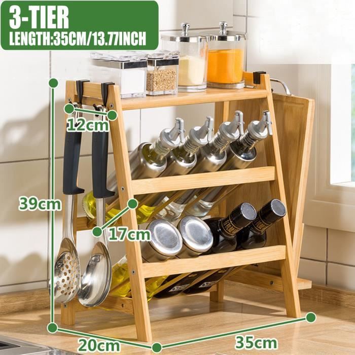 Étagère à Épices En Bambou Porte-Épices Pour Salle de Bains Cuisine