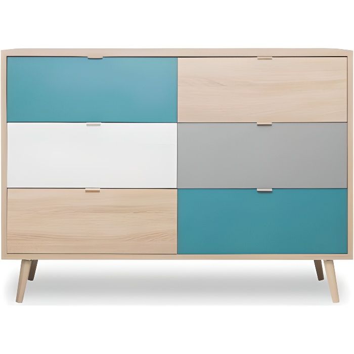 Commode scandinave 6 tiroirs multicolore CO7001