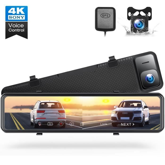 TOGUARD Camera de voiture 4K+1080P 12-Mirror Dashcam Ecran Tactile Caméra recul Enregistreur conduite Vision Nocturne Sony Starvis