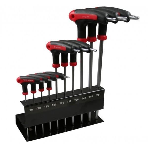 Jeu de clés Torx en T avec support mural 10 pièces T9-T50