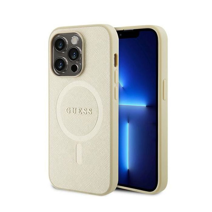 Guess Étui pour iPhone 15 Pro Max 6.7 or étui rigide Saffiano MagSafe - vue 4