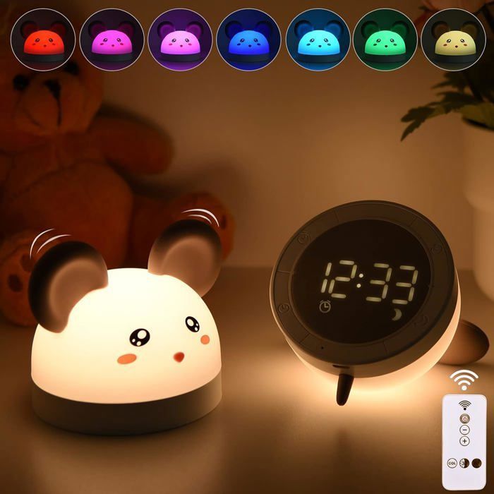 Veilleuse éléphant En Silicone Rechargeable - Lumière Variable, Minuteur 30 Min, Orange Sur La Tête - 5