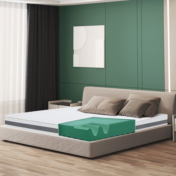 Matelas Orthopédique - THE WHITE STONE - 200 x 200 cm - Hauteur 16 cm - Antibactérien - Hypoallergénique Matelas Orthopédique - THE WHITE STONE - 200 x 200 cm - Hauteur 16 cm - Antibactérien - Hypoallergénique