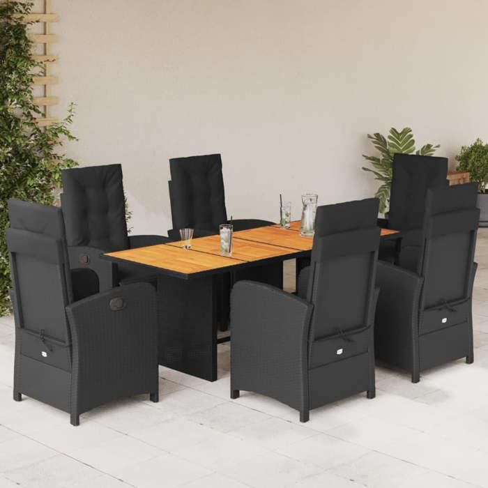 vidaXL Ensemble à Manger de Jardin avec Coussins 7 pcs Table et Chaises à Dossier Rabattable Meubles dExtérieur Patio 3212272 - vue 3