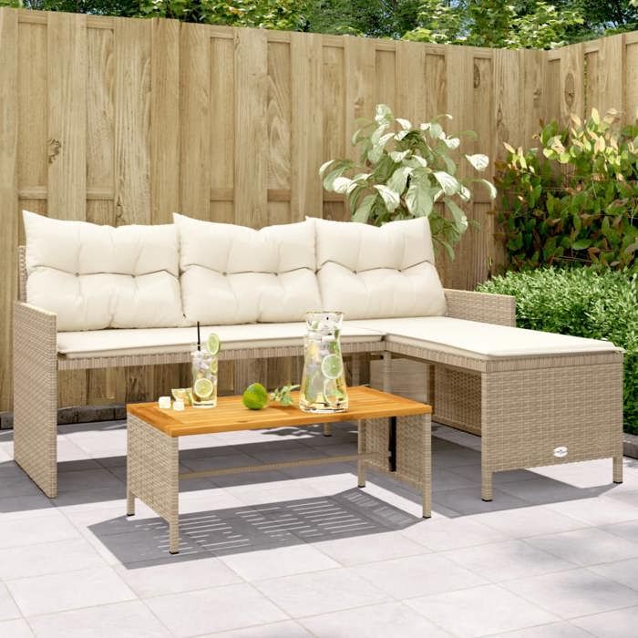 vidaXL Canapé de Jardin avec Table et Coussins en Forme de Siège de Patio Meuble de Terrasse Balco Extérieur 365571 - vue 1