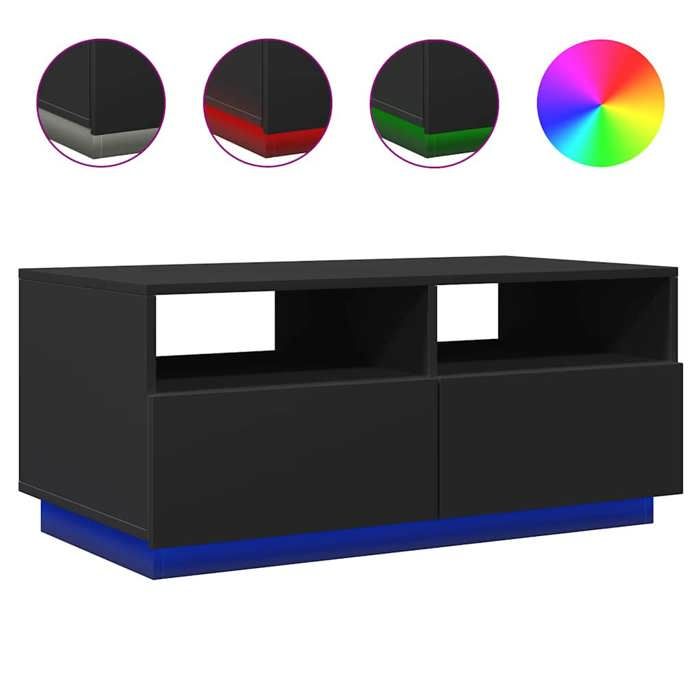 Remise Table basse - grand espace - avec lumières LED noir 90 x 49 x 40 cm - Aspect chic*85360