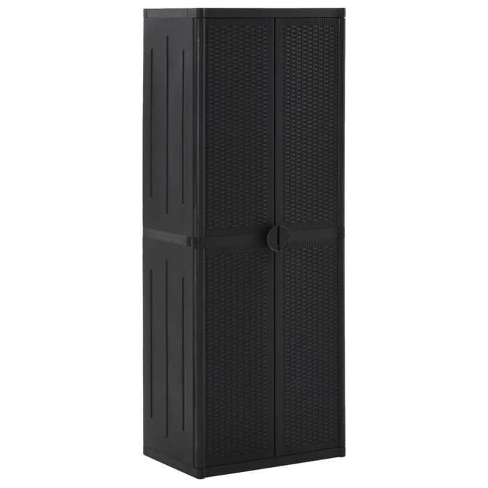 (Noir)Chalet et Jardin - - Armoire de rangement de jardin Noir 65x45x172 cm PP Rotin 527862