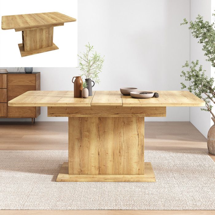 Table à Manger Extensible 110/130x70x75 - Avec Rangement - Couleur bois - Gain de Place - Supporte 60kg - Idéale pour Petits