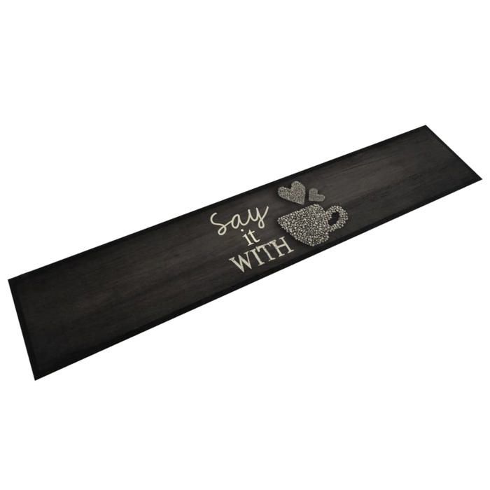 Tapis de cuisine lavable-Tapis de salon-Tapis Chambre imprimé tasse noir 60x300 cm velours 302933