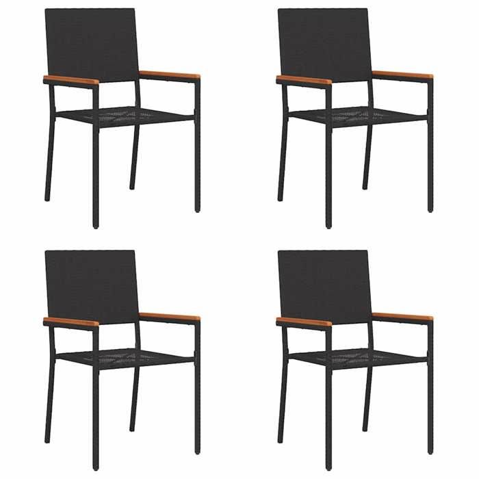 CHIC Chaises empilables de jardin 4 pcs（Lot de 4) Noir et Marron - 54x56x90 cm 811690 S11