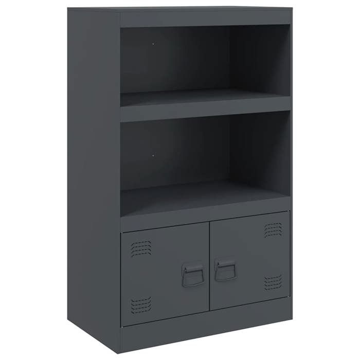 Buffet en acier - GKO - Anthracite - 67x39x107 cm - Acier laminé à froid - Capacité 90 kg - 2 étagères - 2 portes