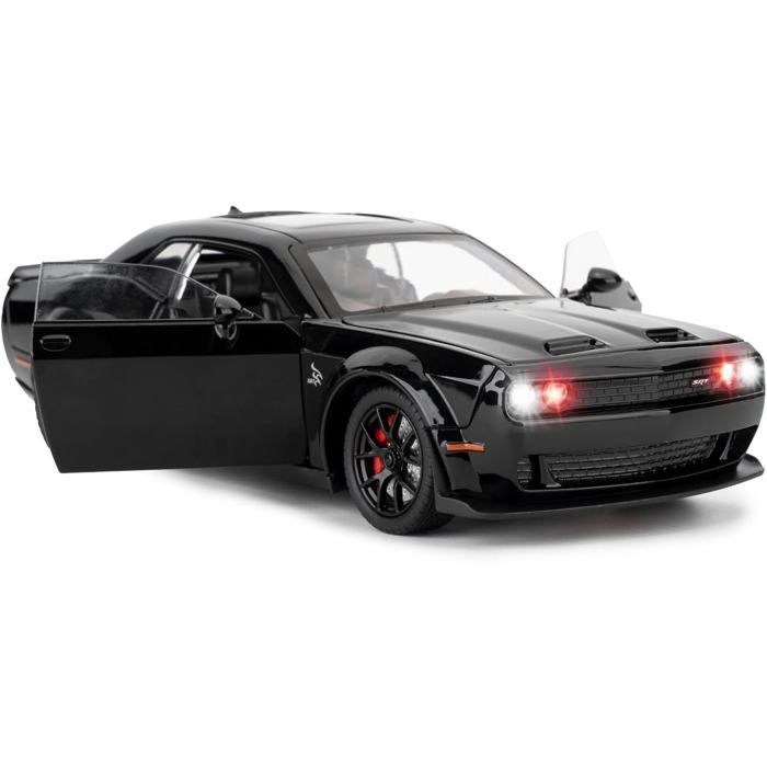 Dodge Challenger SRT Hellcat 1/24 Diecast - Lumières Et Sons - Portes Ouvrantes - Cadeau Enfant Adulte