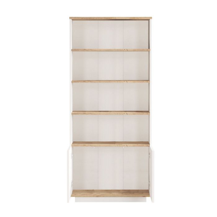 Bibliothèque en bois FR16 - 75 x 26 x 168 cm - Pin atlantiqueBlanc