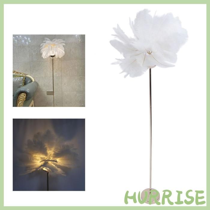 Garosa Lampadaire Plume Lampadaire en Plume dautruche Art en fer 61 pouces LED USB réglable en luminaire lampadaire