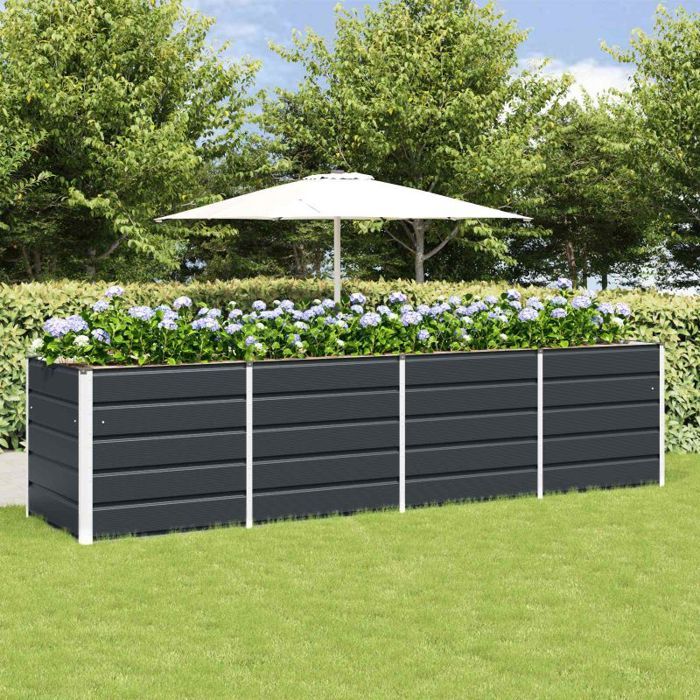 VIDAXL Jardinière rectangulaire 240 x 80 x 75 cm en acier anthracite - bac à fleurs
