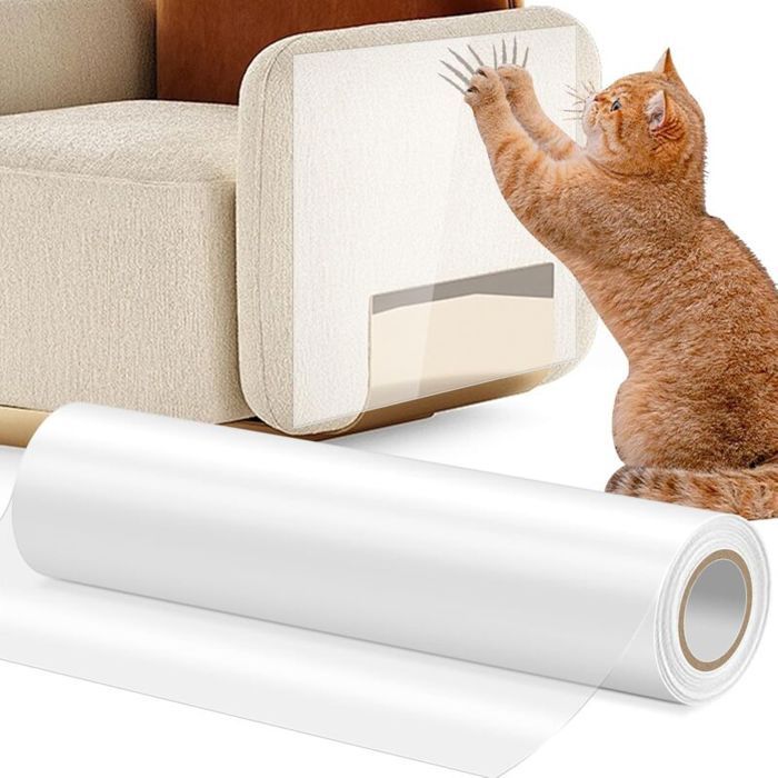 Protecteur de Rayure de Chat Protection Canape Chat Anti Griffe 30cm x 5m Sticker Transparent Autocollant Protections Anti-Rayure