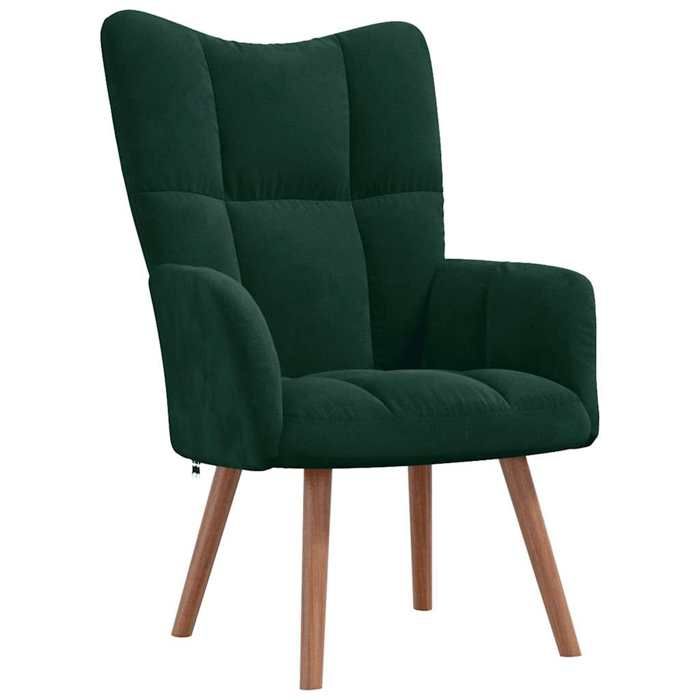 NEUF 2026 CHIC Chaise de relaxation SWEETY Max. charge 110 kg Vert foncé Velours 61.5x69x95.5 cm FF5051