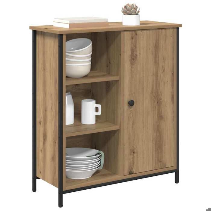 [94015]Buffet Bahut MEUBLECHIC commode meuble de rangement Chêne artisanal 70x30x80 cm Bois dingénierie Poids:19.36 Kg