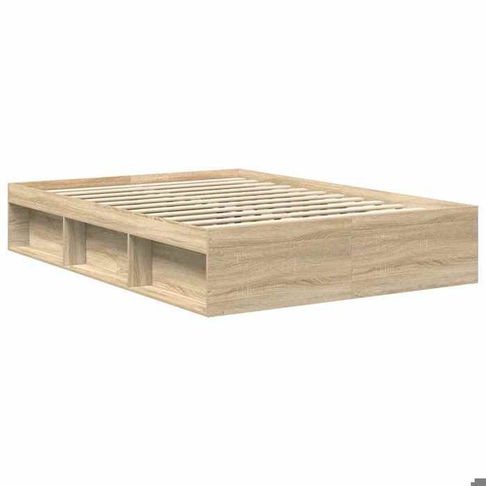 Bon planLit 2 places Brun - 160x200 cm - LEMON® - Cadre de lit - sans matelas - chêne sonoma 160x200 cm 7558436