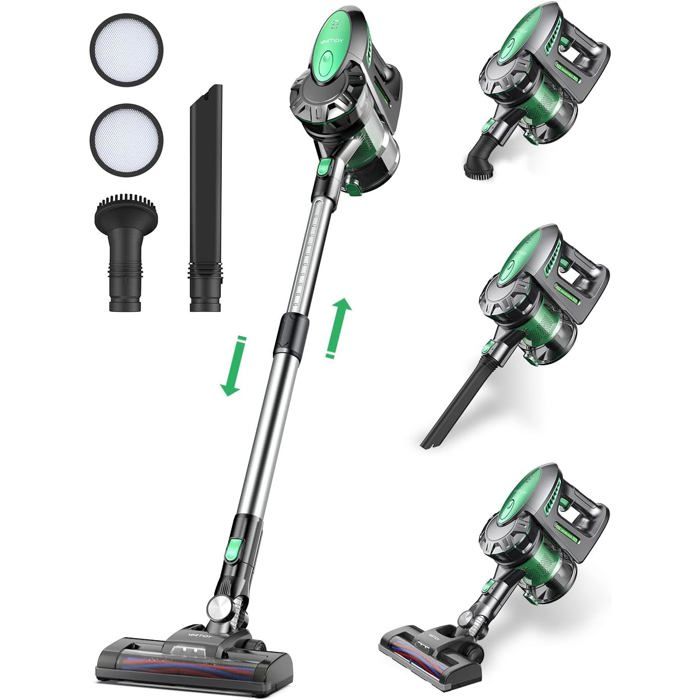 Aspirateur sans fil - ZGEER - Batterie amovible - 20 Kpa - Autonomie 35 min - Filtre HEPA - Léger - Vert - 12 L - Zgeer