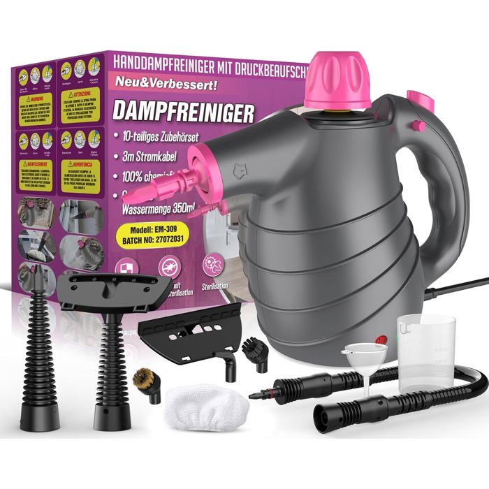 Nettoyeur Vapeur Portatif Avec 10 Accessoires 1050 W 35 Bar Pression De Vapeur 3 Minutes Temps De Chauffage 450 Ml Nettoyeur - Msd Sante Animale