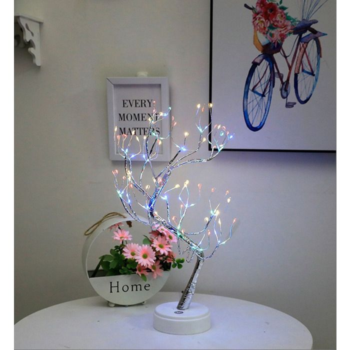 SANYU Lampe Bonsaï LED Arc-en-Ciel 50cm 108 LEDs Piles/USB DIY Assemblage Décoration Esthétique Salon/Chambre/Noël