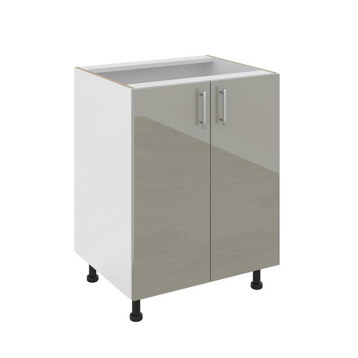 Meuble bas haaus Karo 2 portes Gris Brillant/Blanc MDF 60 x 50 x 80 cm