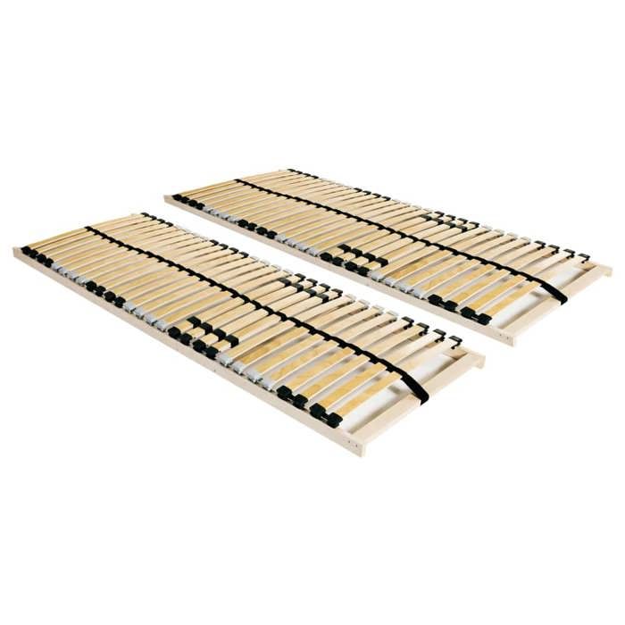 Brun Sommiers à lattes sans matelas 2 pcs avec 28 lattes 80x200 cm - Lit chambre H12857