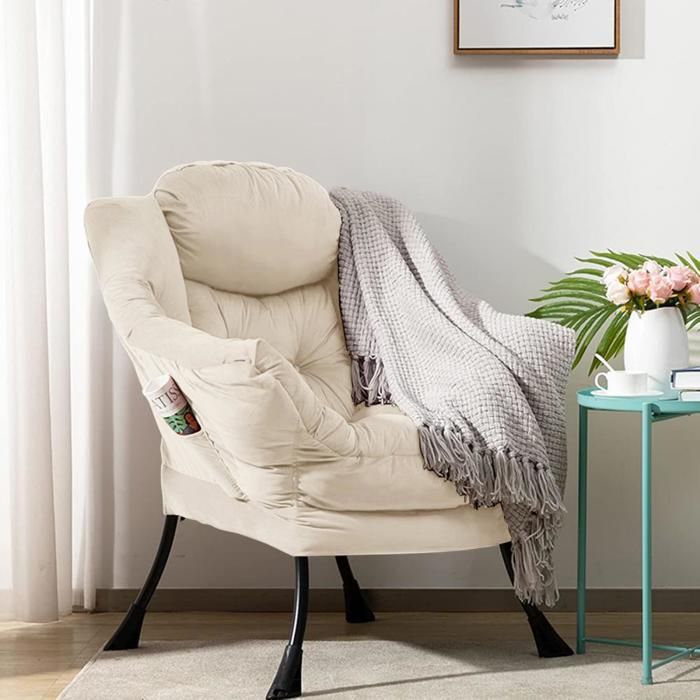 Chaise de salle à manger chaise de détente idéale pour la cuisine la chambre et le salon - 64 x 80 x 95 cm - beige - HUOLE